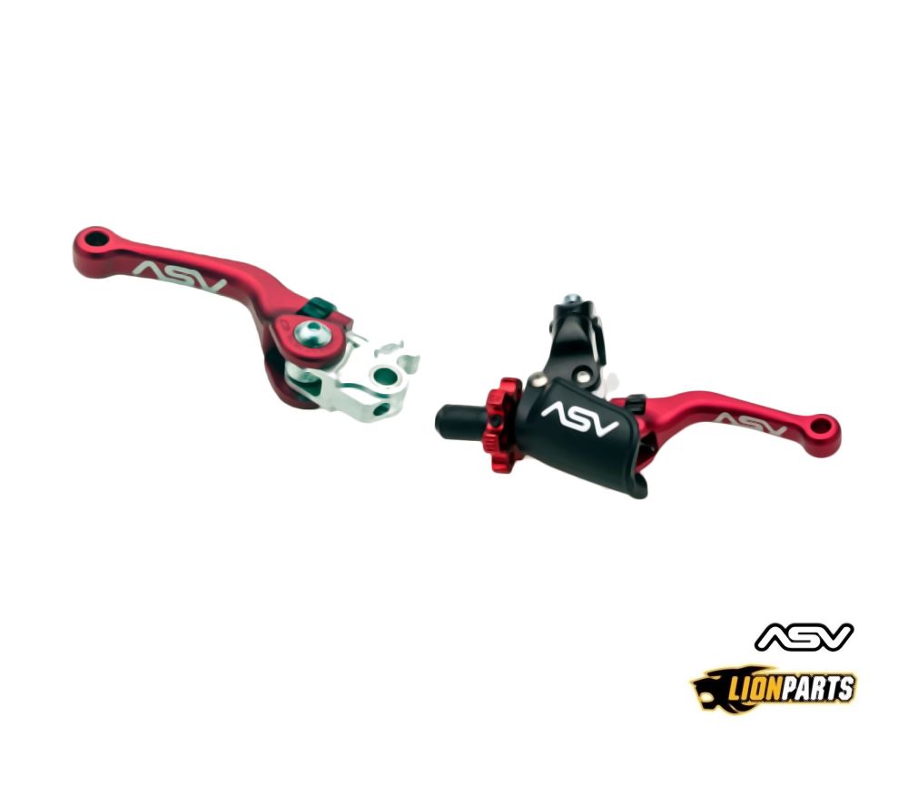 ASV Red Off-Road Shorty Brake+Pro Perch Clutch Lever For Kawasaki
